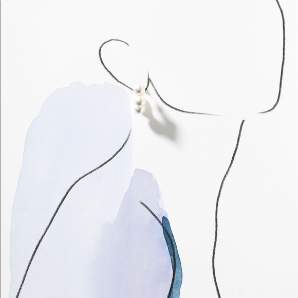 Anthro Lake Life 14K Gold Plated Pearl Huggie Hoop Earrings - Picture 4 of 4